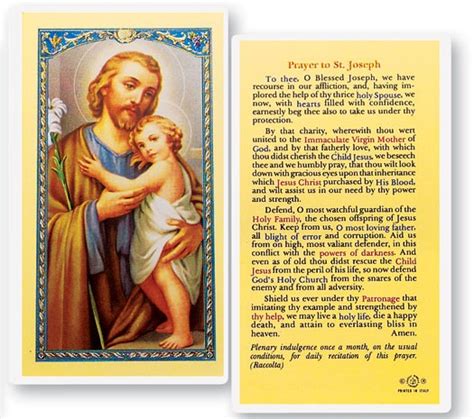 Prayer To St. Joseph Laminated Prayer Cards 25 Pack