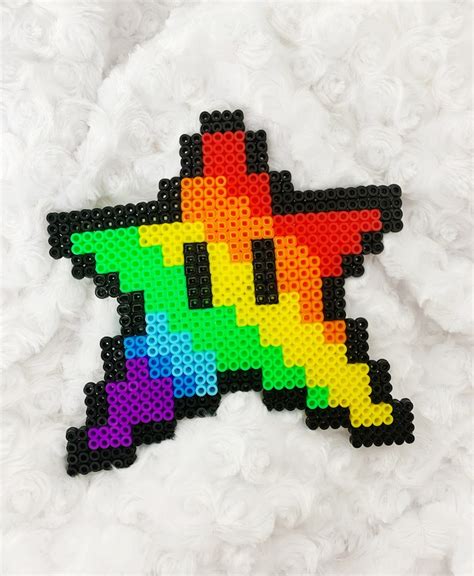 Rainbow Super Mario Star Perler Bead Art Piece/sprite - Etsy