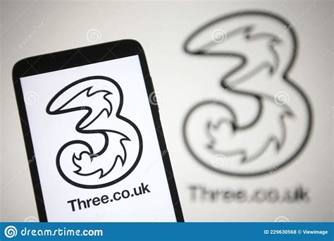 Three UK logo editorial stock photo. Image of cellphone - 229630568