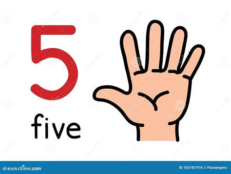 5, Kid`s Hand Showing the Number Five Hand Sign. Stock Vector - Illustration of childhood ...