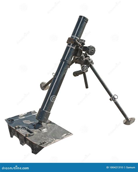 German Mortar of WWII on White Stock Photo - Image of cannon ...