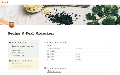 Recipe & Meal Organizer | Notion Template