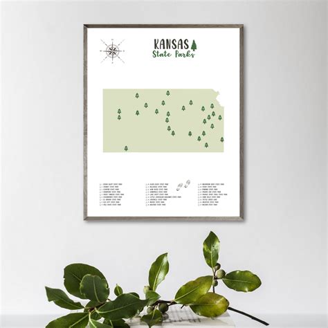 Kansas State Parks Map | Gift For Hiker | Kansas Map | Digital Print ...