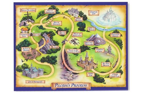 Youthful version of a map for the journey in John Bunyan's book, Pilgrim's Progress Homeschool ...