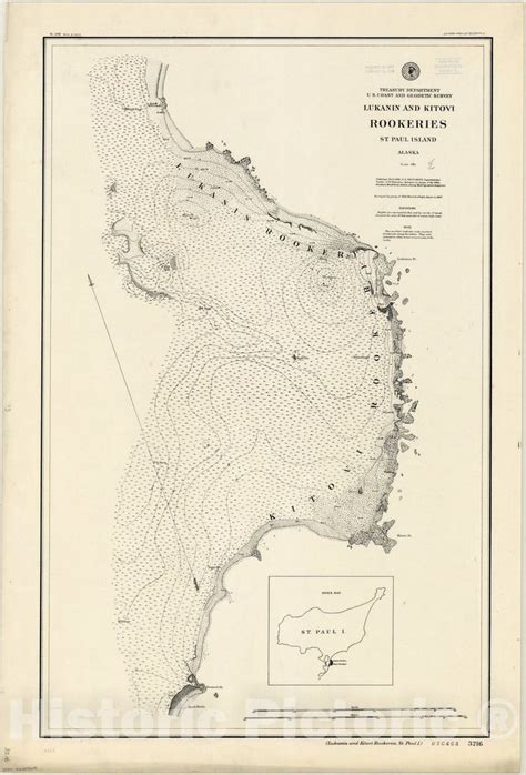 Map : St. Paul Island, Alaska 1898, Lukanin and Kitovi Rookeries, St ...