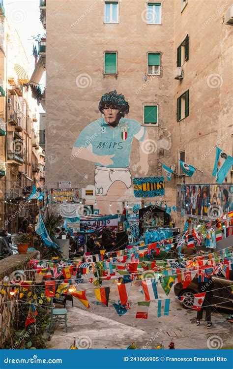 Naples, Italy, 23 January 2022: Famous Diego Armando Maradona S Street Art in Naples Downtown ...