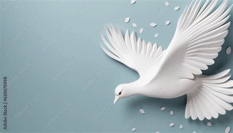 White dove 3d rendered with copy space, symbol of peace, international ...