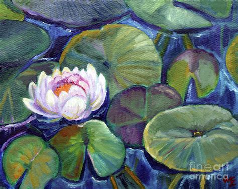 Lily Pads In Pond Study Painting by Hilary England