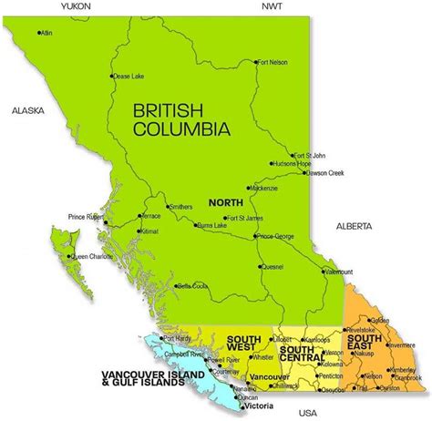 British columbia regions map - Map of british columbia regions (British Columbia - Canada)