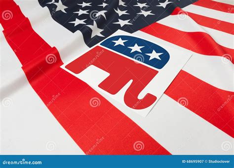 Series of USA Ruffled Flags with Republican Party Symbol Over it ...