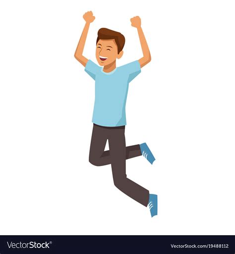 Man happy jumping cartoon Royalty Free Vector Image