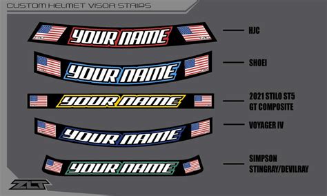 Custom Helmet Visor Strips - ZLT Motocross Identification