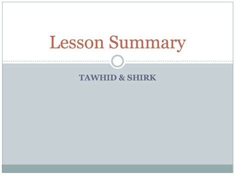 Tawhid & Shirk Powerpoint - Safar Resources