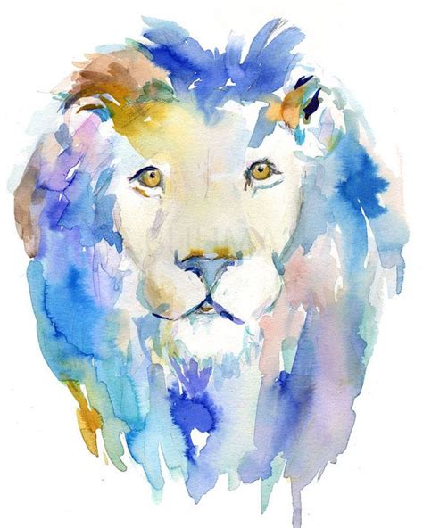 Lion Watercolor Print in Like a Lion by Jess - Etsy | Lion painting, Animal paintings ...