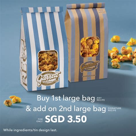 Garrett Popcorn Offers $3.50 Promotion On A Second Large Bag From Now Till 12 August