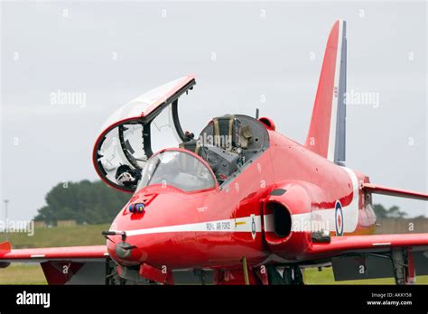 Open cockpit of RAF Red Arrows BAE Hawk aircraft Stock Photo - Alamy