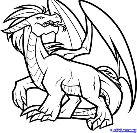 Simple Dragon Line Drawing at GetDrawings | Free download