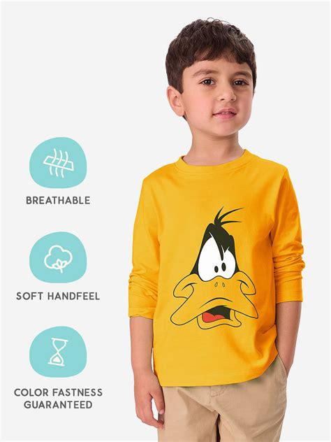 Buy Looney Tunes: Daffy Duck Face Boys Full Sleeve T-Shirts Online