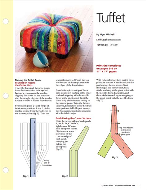 complete pattern & instructions for a square tuffet from Quilter's Home ...