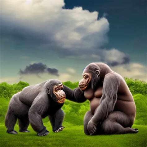 walrus hugging gorilla, photorealistic, clouds in | Stable Diffusion | OpenArt