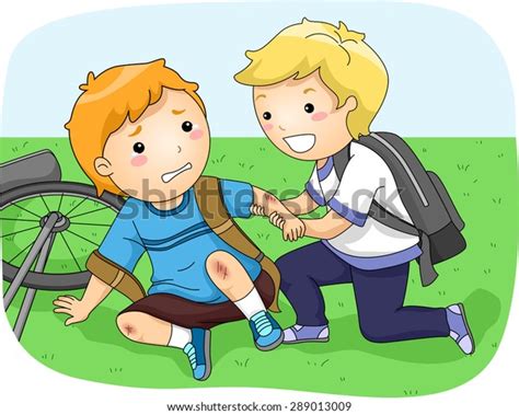 Illustration Little Boy Helping Another Boy Stock Vector (Royalty Free ...