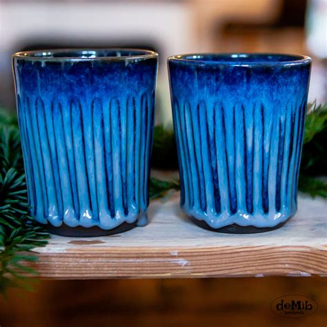 Ceramic Coffee Mugs (Floating Blue) - no handle – deMib Pottery