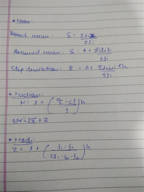 what is the formula of Mean Median Mode - Brainly.in