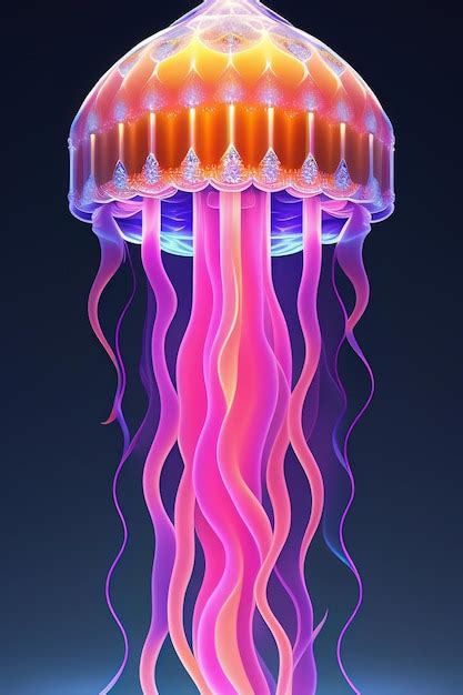 Premium Photo | A neon jellyfish with a pink glow on the bottom.