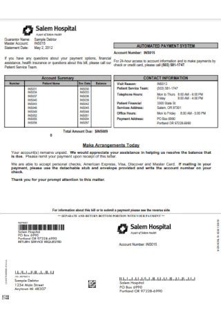 Sample Hospital Bill Receipts - 10+ IN PDF