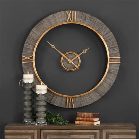 Nathan Modern Classic Antique Gold Fir Wood Wall Clock | Wall clock modern, Clock wall decor ...