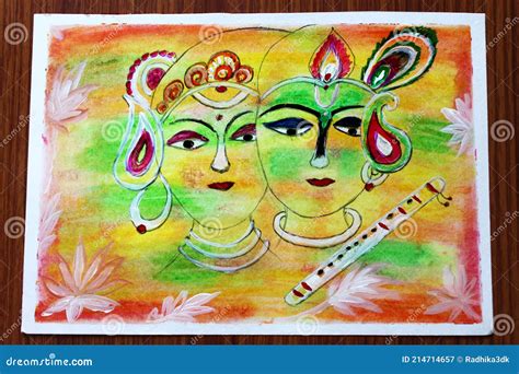 Radha Krishna Holi Abstract Painting Stock Image - Image of mural ...