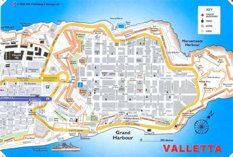 Stadtplan von Valletta | Detaillierte gedruckte Karten von Valletta, Malta der ...