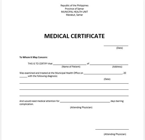 Medical Certificate | Doctors note template, Doctors note, Word template