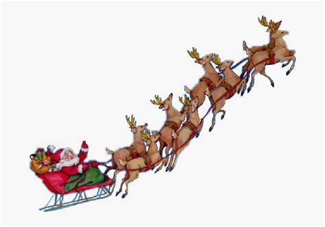 Santa Sleigh Flying Clipart Png