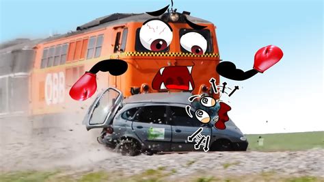 Train Crash | Monster Trains Crush Cars on Railroad - Woa Doodland - YouTube