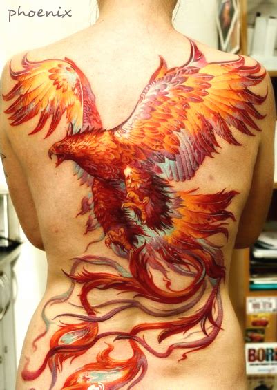 Free Tattoo Designs : Full back phoenix tattoo design