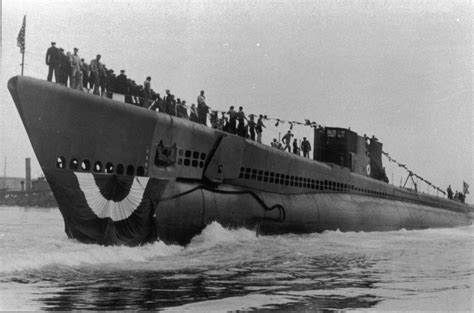 The Tench class submarine USS Torsk is launched at the Portsmouth Navy Yard on September 6th ...