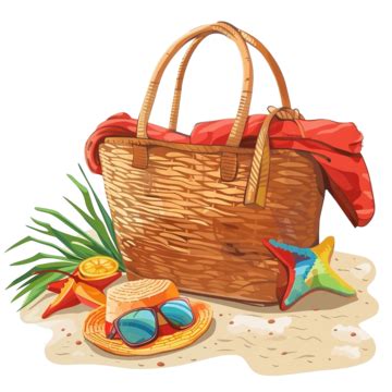 Summer Beach Bag Cartoon, Summer, Beach, Bag PNG Transparent Image and ...