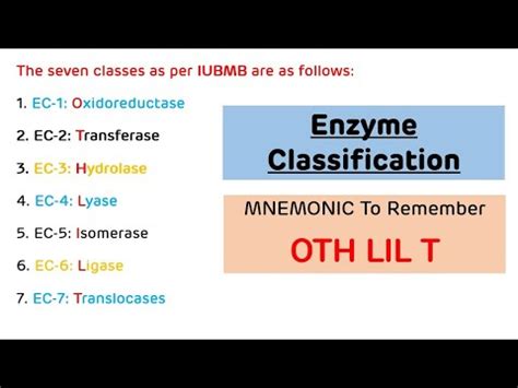 Enzyme Classification with MNEMONIC || Enzyme Classification with Examples