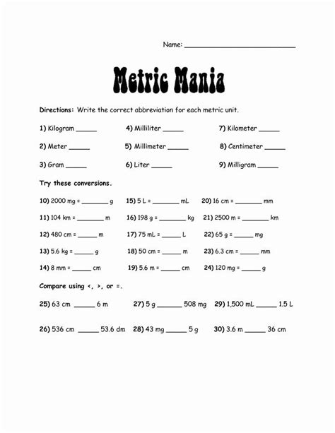 48 English to Metric Conversion Worksheet | Chessmuseum Template ...