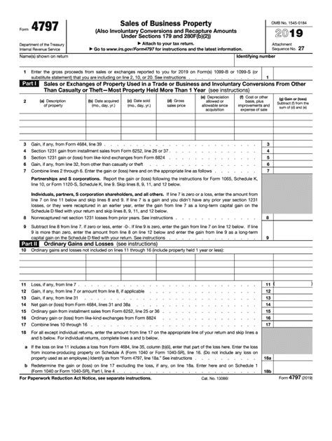 2019 Form IRS 4797 Fill Online, Printable, Fillable, Blank - pdfFiller