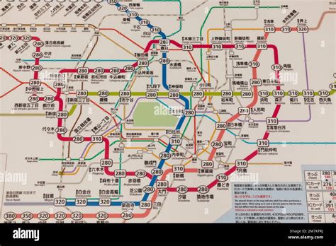 Japan, Honshu, Tokyo, Shibuya, Shibuya Subway Train Station, Bi-lingual Map of The Tokyo Subway ...