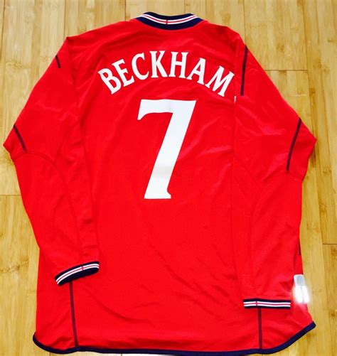 David Beckham #7 - England Jersey - Long Sleeves - World Cup 2002 ...