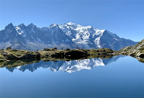 Mont Blanc and Lac Blanc (near Chamonix, France). Taken while hiking ...