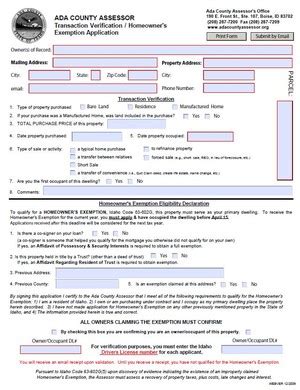 Download the Idaho homeowner exemption form here