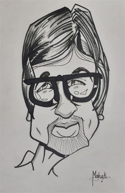 Amitabh Bachchan Caricature Drawing | Caricature drawing, Drawings ...