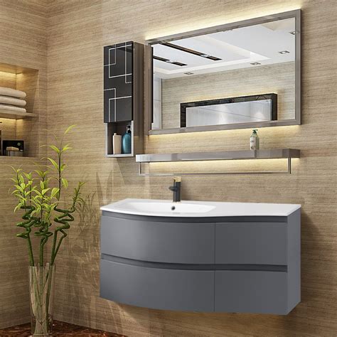 700 1000mm Bathroom Vanity Unit Basin Sink 2 Door Wall Hung Storage Cabinet Grey | eBay