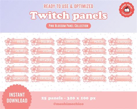 Cute Pink Twitch Panels / Cherry Blossom Collection / Kawaii / Streamer ...