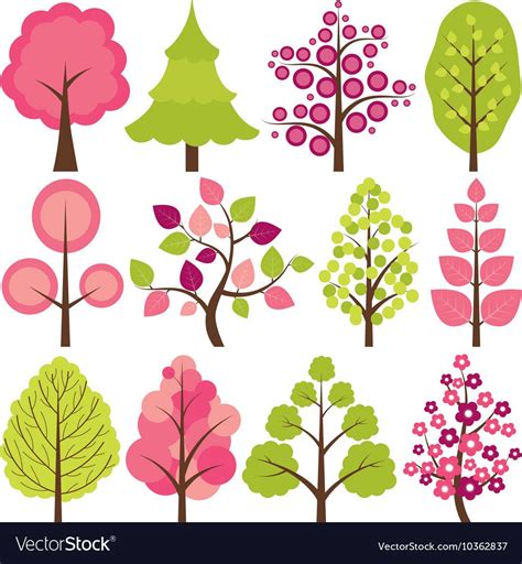 Spring Trees Royalty Free Vector Image - VectorStock | Flower drawing, Spring tree, Tree ...