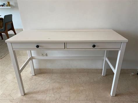 White IKEA Hemnes desk, study, vanity table, Furniture & Home Living ...